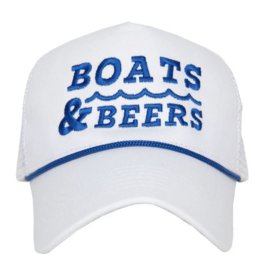 Katydid Boats & Beers Trucker Cap with Rope - White