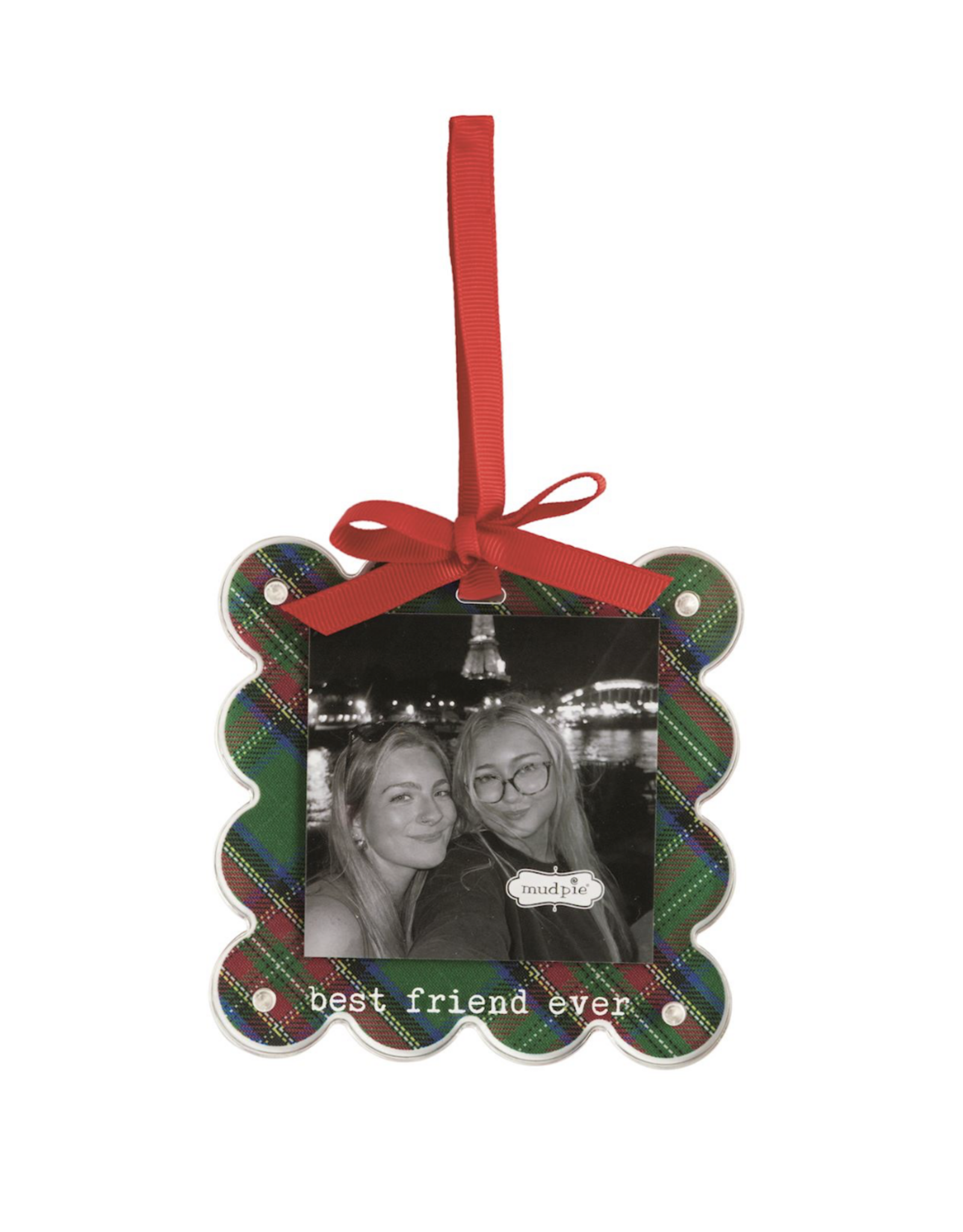Mudpie Best Friend Ever Tartan Photo Ornament