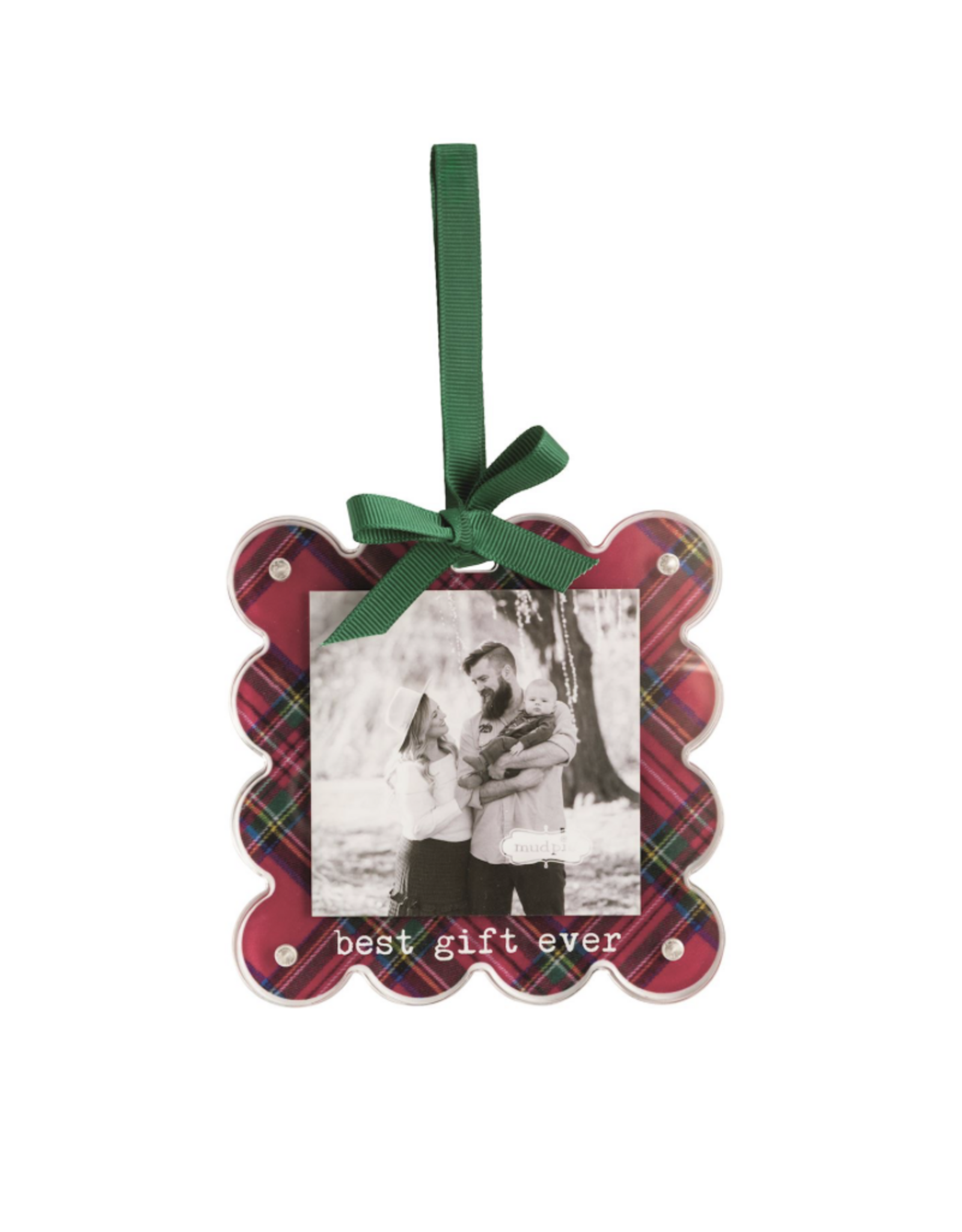 Mudpie Best Gift Ever Tartan Photo Ornament