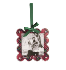Mudpie Best Gift Ever Tartan Photo Ornament