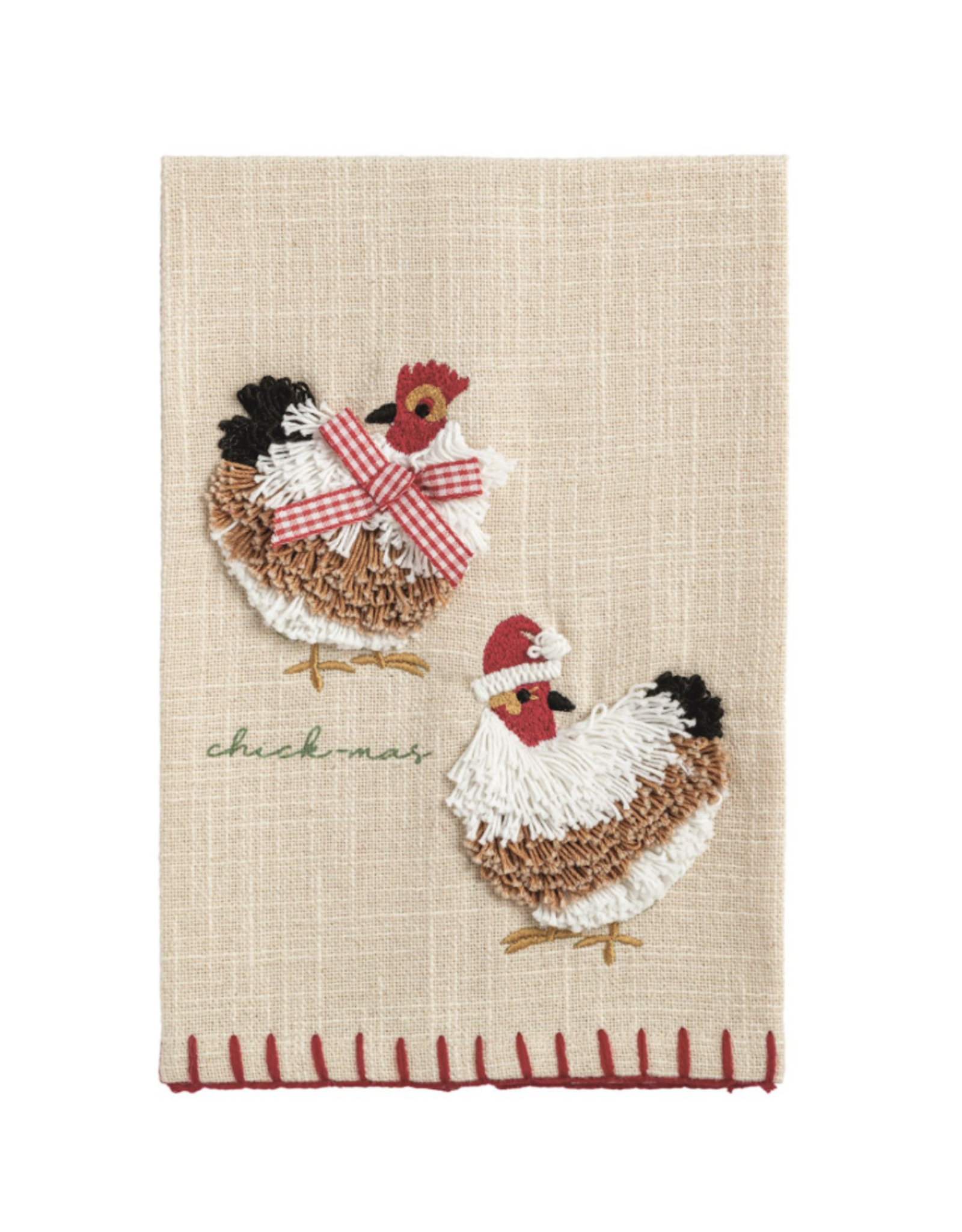 Mudpie Chicken Farm Christmas Embroidered Towel