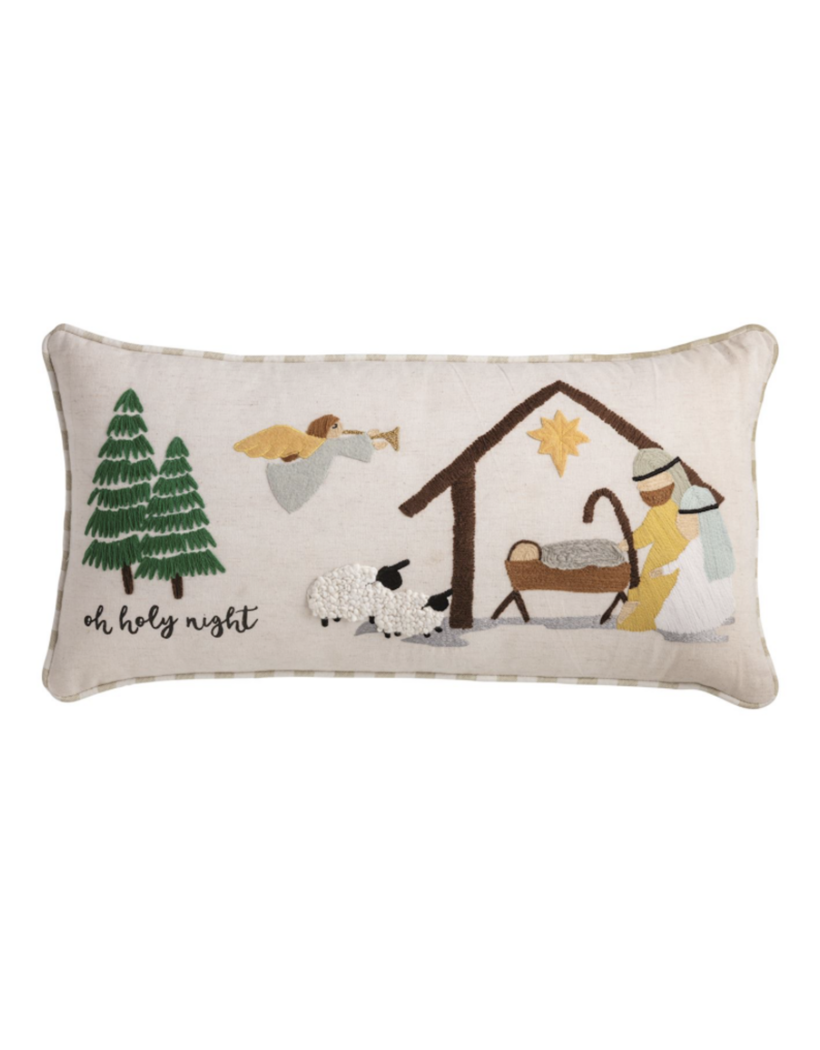 Mudpie Manger Embroidered Pillow