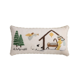 Mudpie Manger Embroidered Pillow