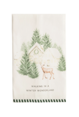 Mudpie House White Christmas Stripe Hem Towel