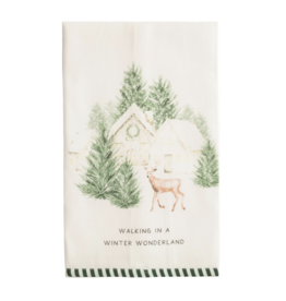 Mudpie House White Christmas Stripe Hem Towel