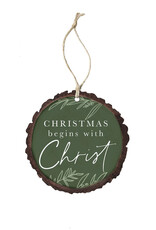 Sincere Surroundings Christmas Begins Christ Ornament