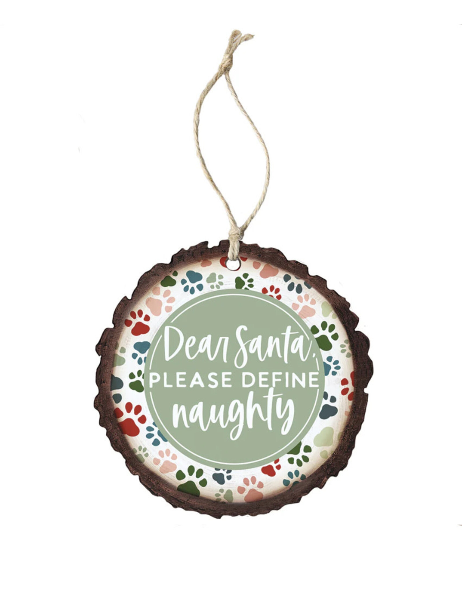Sincere Surroundings Define Naughty Pawprints Ornament