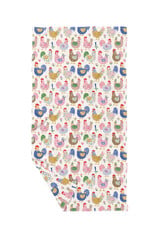 June Apothicarie Colorful Chickens Waffle Recycled Dish Towel