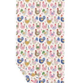 June Apothicarie Colorful Chickens Waffle Recycled Dish Towel