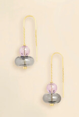 Scout Refined Glass Stacked Threader Earrings - Lavender /Smoke/Gold