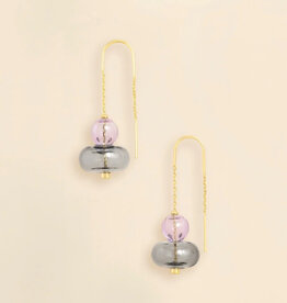 Scout Refined Glass Stacked Threader Earrings - Lavender /Smoke/Gold