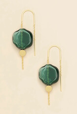 Scout Refined Glass Organic Threader Earrings - Teal/Gold