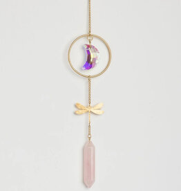 Scout Stone Suncatcher - Dragonfly/Rose Quartz