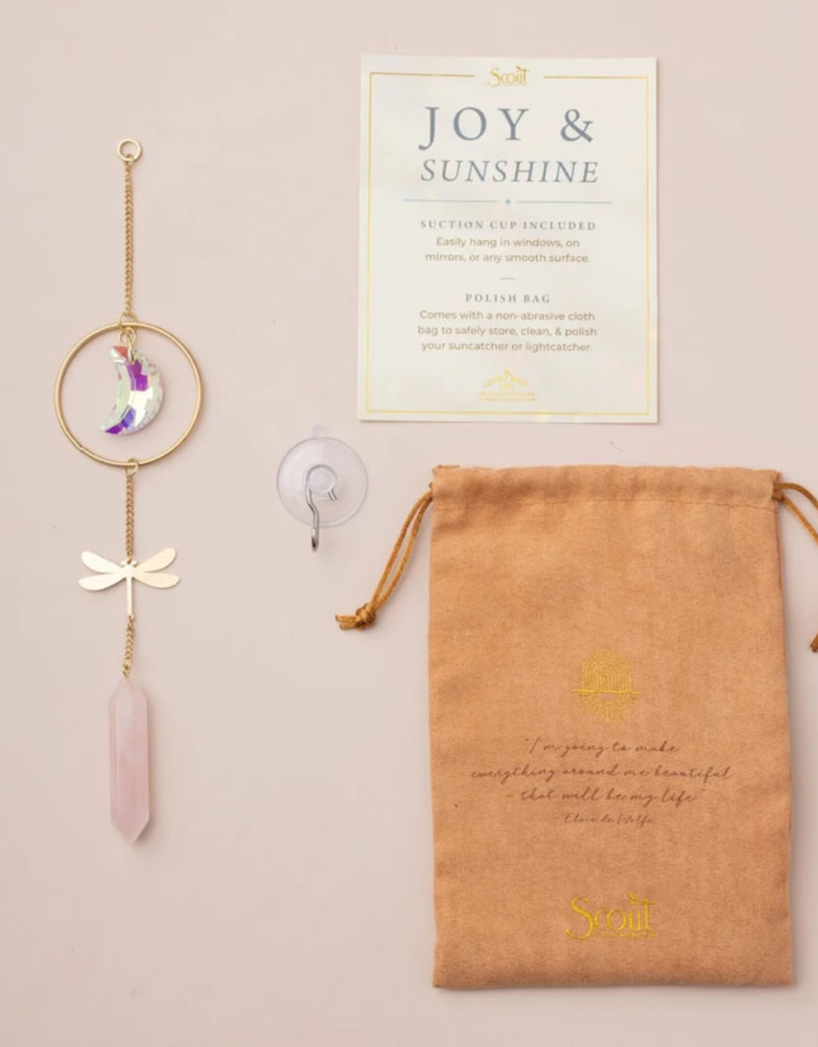 Scout Stone Suncatcher - Dragonfly/Rose Quartz