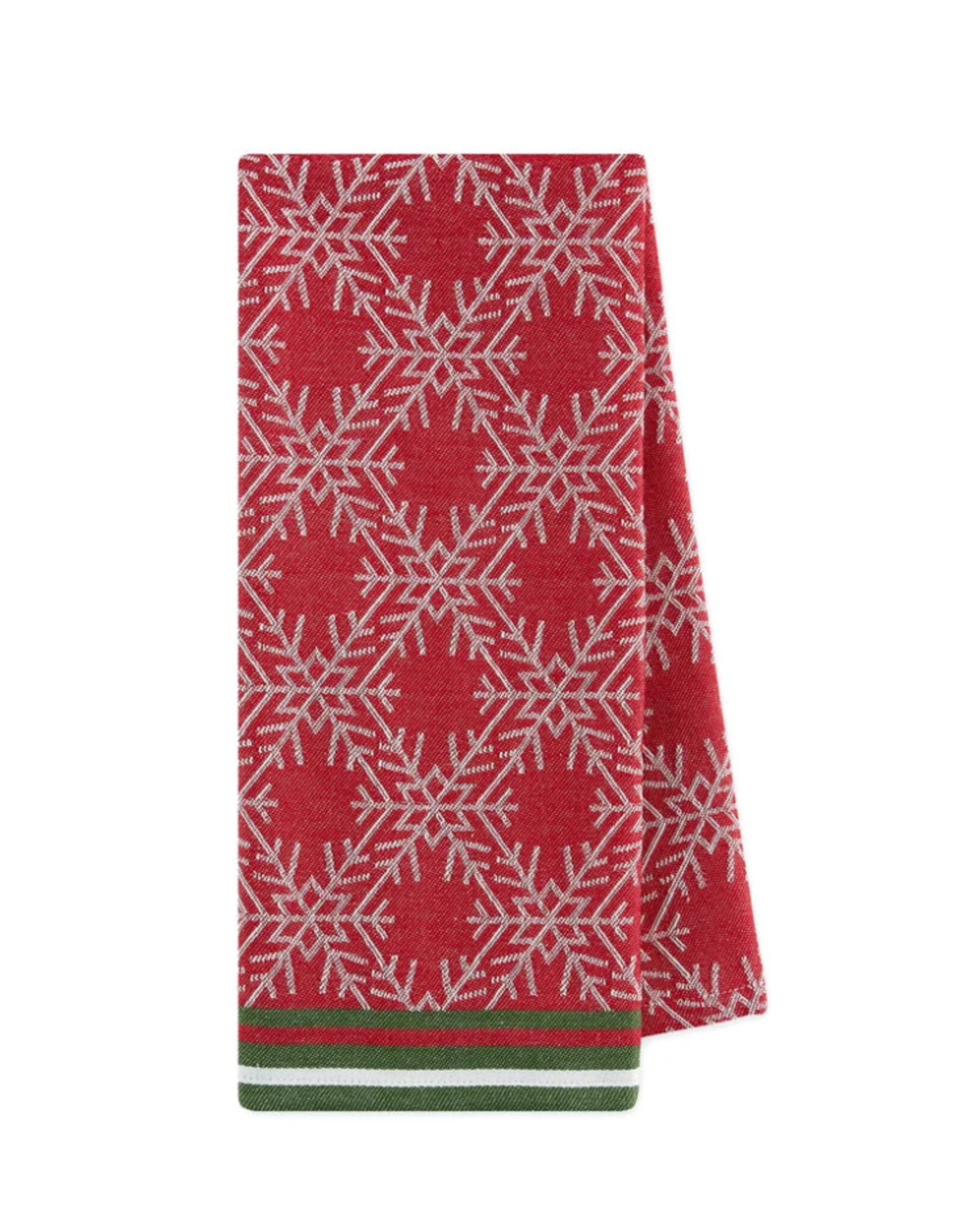 Design Imports Balsam Stroll Red Snowflake Jacquard Dish Towel