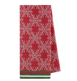 Design Imports Balsam Stroll Red Snowflake Jacquard Dish Towel