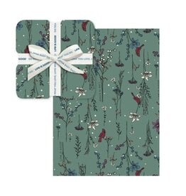 Life Is Good Cardinal Floral Plush Throw Blanket - Granite Green
