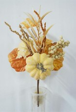 Select Artificials 14" Pumpkin, Mixed Berry & Leaf Pick - Yellow