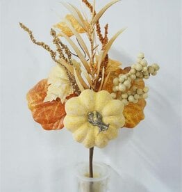 Select Artificials 14" Pumpkin, Mixed Berry & Leaf Pick - Yellow