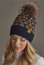 Panache Navy Small Floral Pom Hat