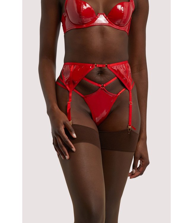 Hustler Maxine PVC Strap and Ring Suspender - Red