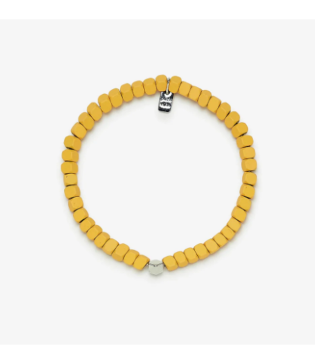 Pura Vida Coated Hematite Stretch Bracelet YELLOW One Size