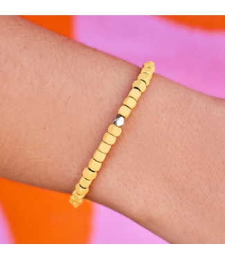 Pura Vida Coated Hematite Stretch Bracelet YELLOW One Size