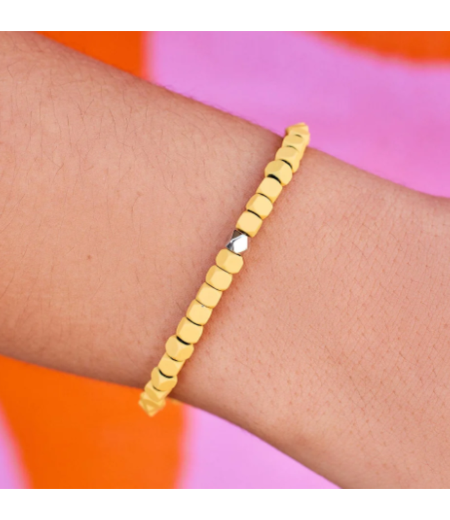 Pura Vida Coated Hematite Stretch Bracelet YELLOW One Size