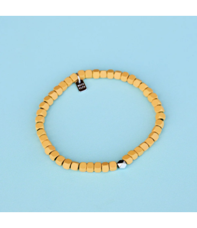 Pura Vida Coated Hematite Stretch Bracelet YELLOW One Size