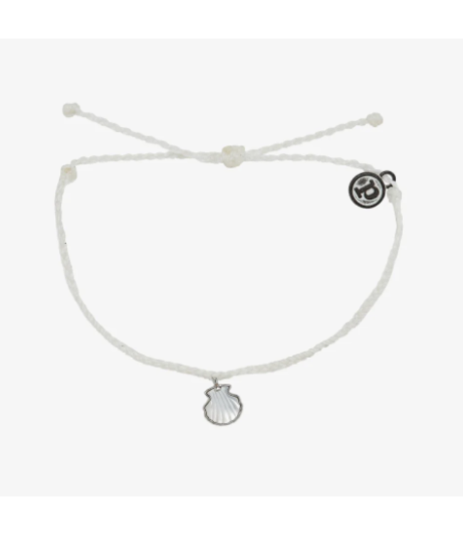 Pura Vida Real Shell Silver Bracelet WHITE Adult One Size