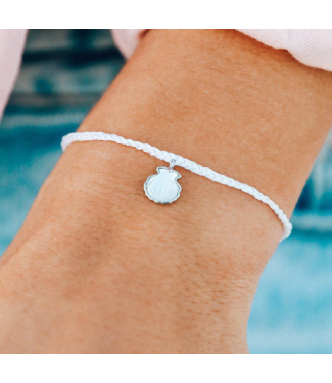Pura Vida Real Shell Silver Bracelet WHITE Adult One Size