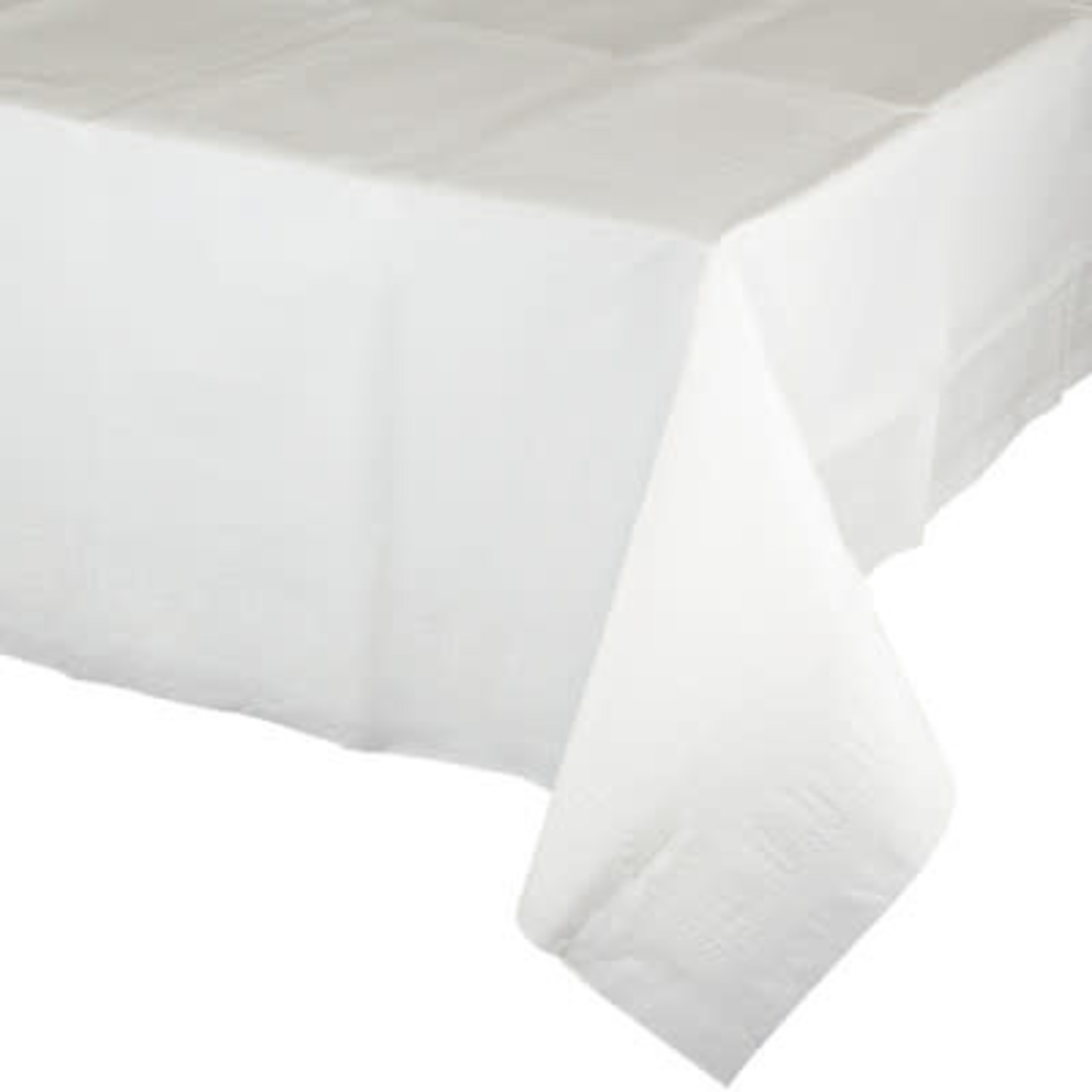 Touch of Color White Plastic-Lined Paper Rectangle Tablecover - 54" x 108"