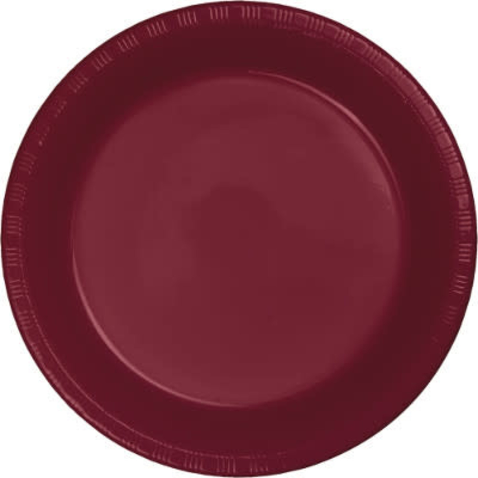 Touch of Color 10" Burgundy Plastic Banquet Plates - 20ct.
