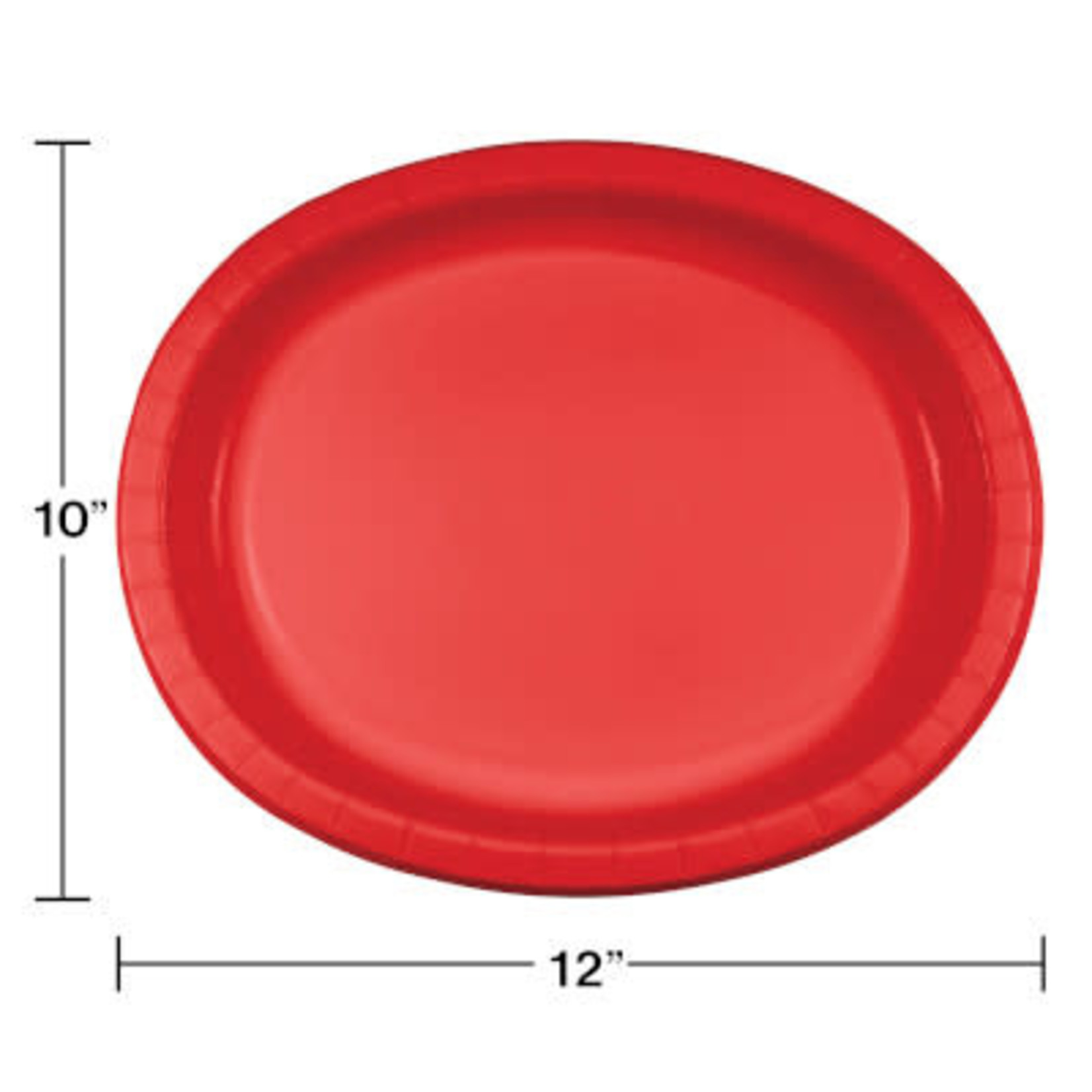 Touch of Color 10" x 12" Classic Red Oval Paper Plates - 8ct.