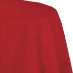 Touch of Color 82" Classic Red Plastic-Lined Round Tablecover - 1ct.