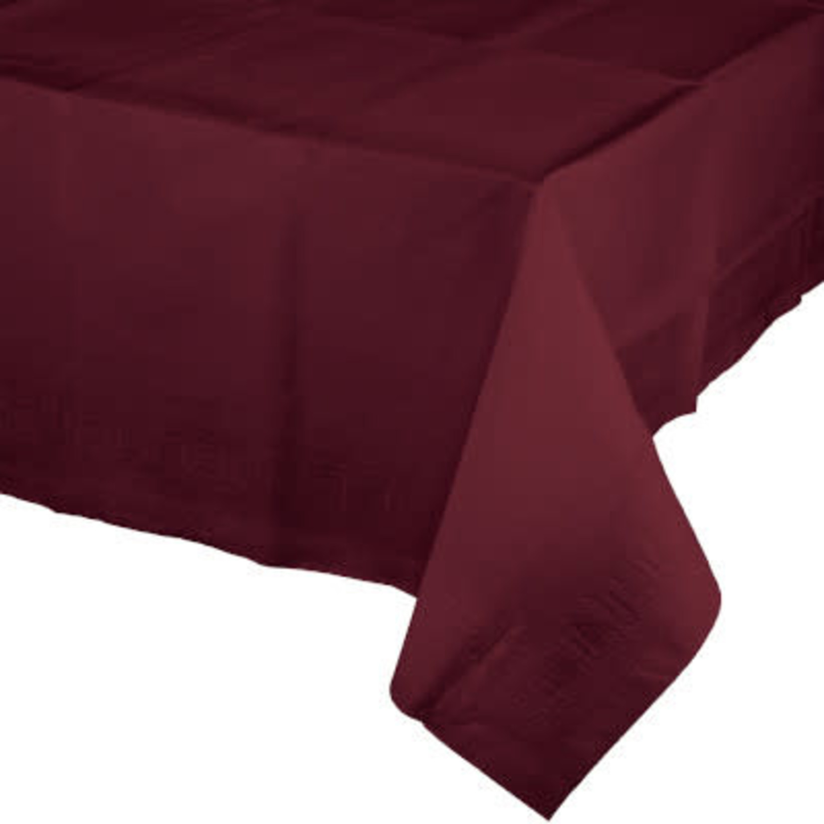 Touch of Color Burgundy Plastic-Lined Paper Tablecover - 54" x 108"
