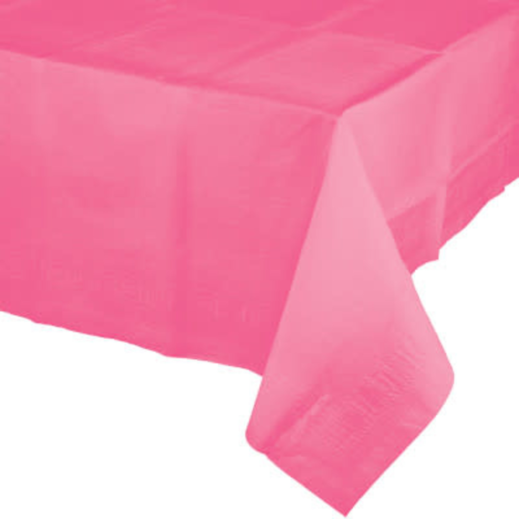 Touch of Color Candy Pink Plastic-Lined Rectangle Paper Tablecover - 54" x 108"