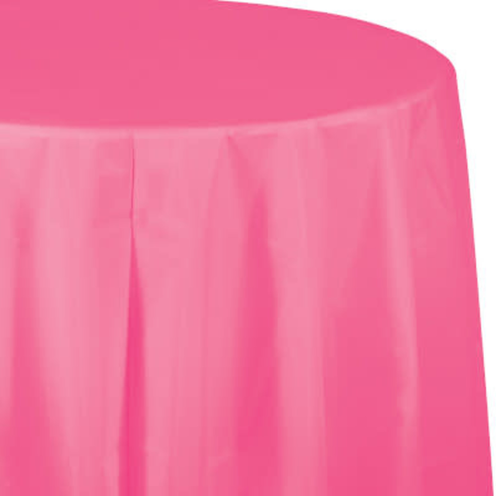 Touch of Color 82" Candy Pink Round Plastic Tablecover - 1ct.