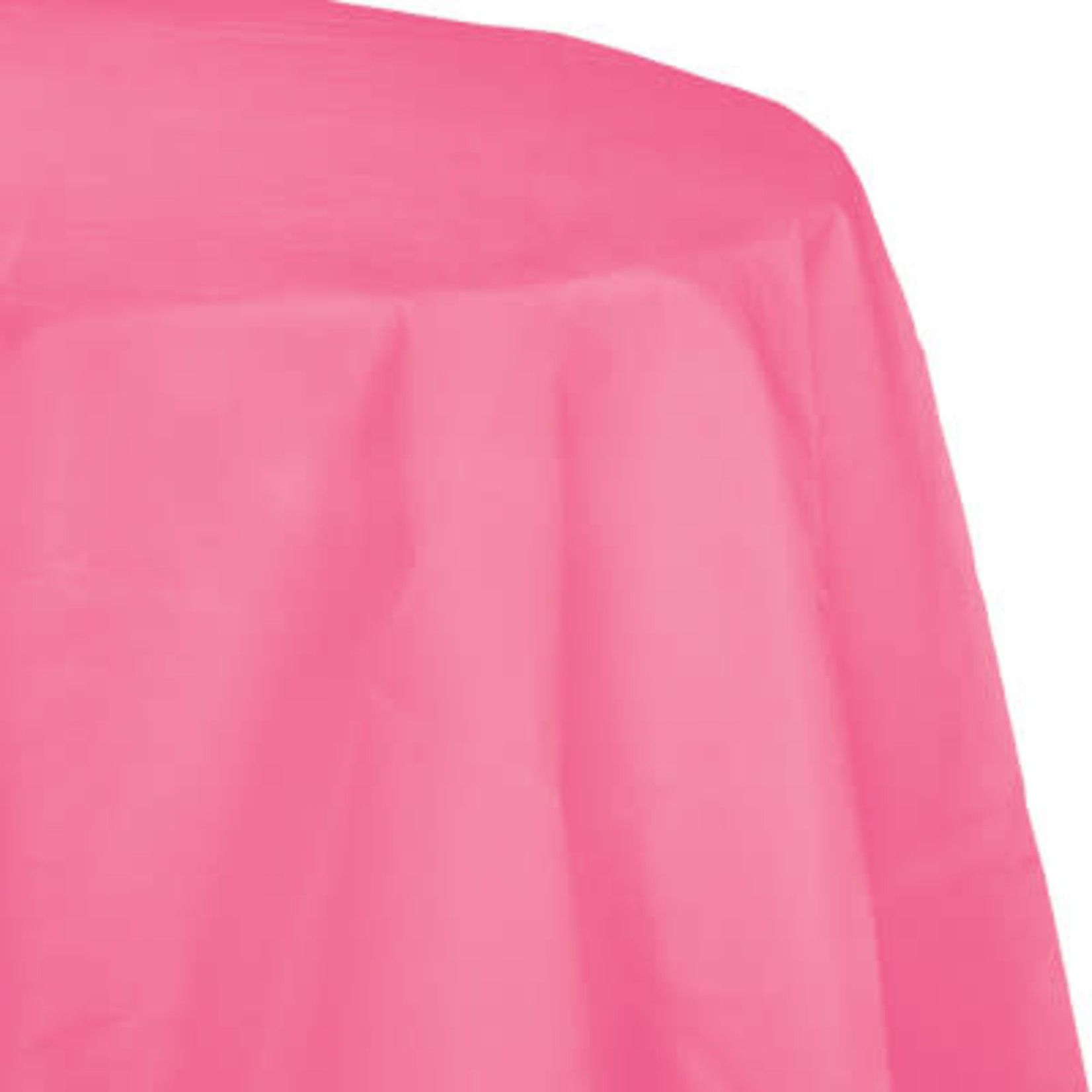 Touch of Color 82" Candy Pink Plastic-Lined Round Tablecover - 1ct.