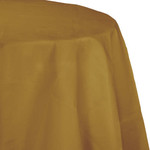 Touch of Color 82" Glittering Gold Plastic-Lined Round Plastic Tablecover