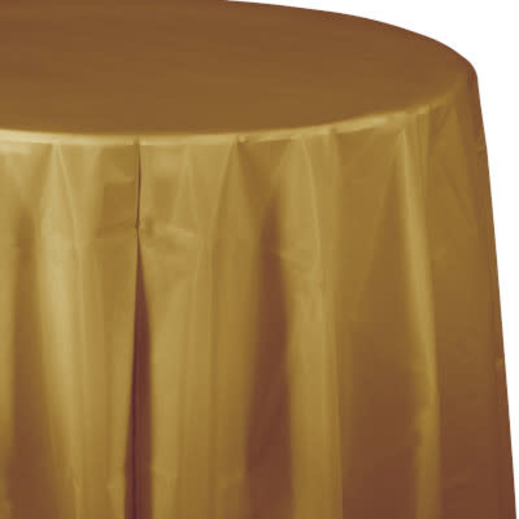Touch of Color 82" Glittering Gold Plastic Round Tablecover - 1ct.