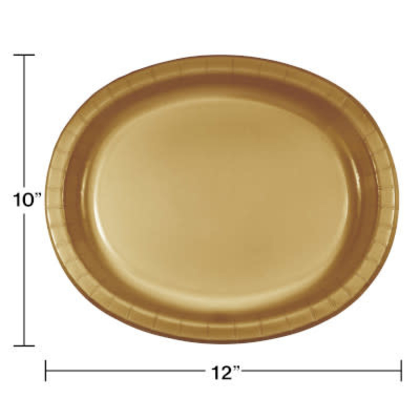 Touch of Color 10" x 12" Glittering Gold Oval Paper Plates - 8ct.
