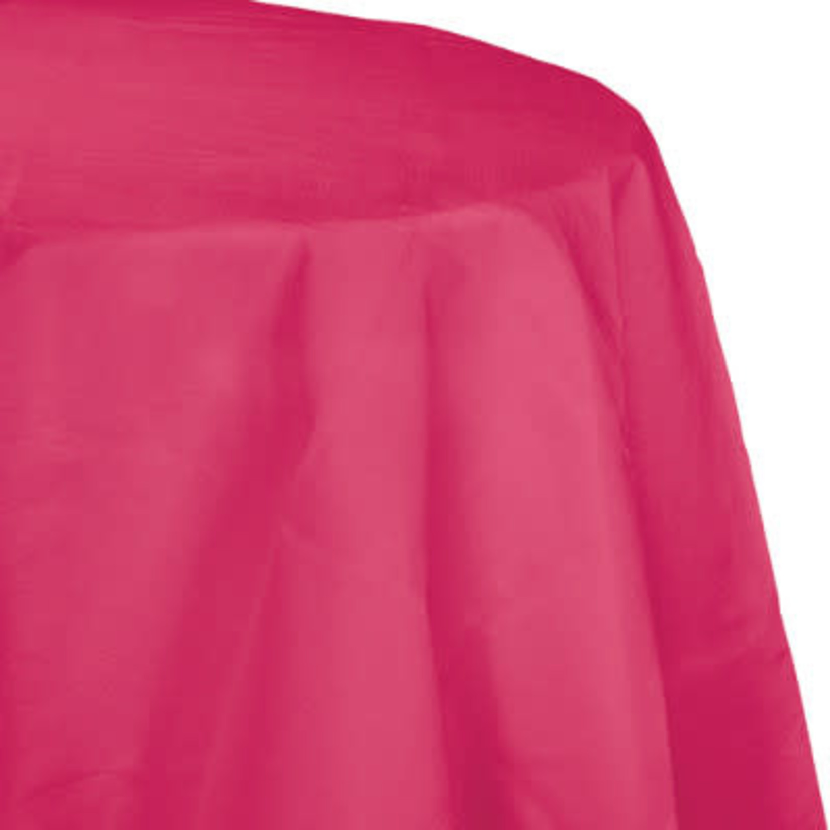 Touch of Color 82" Magenta Pink Plastic-Lined Round Tablecover - 1ct.