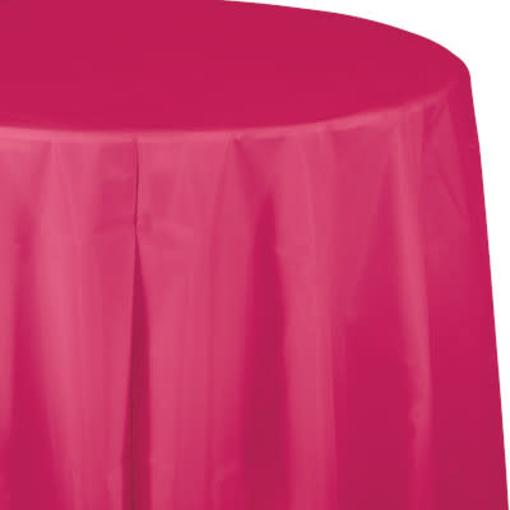 Touch of Color 82" Magenta Pink Round Plastic Tablecover - 1ct.