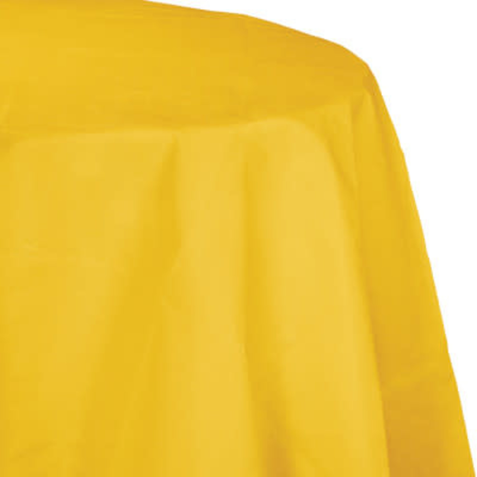 Touch of Color 82" School Bus Yellow Round Plastic-Lined Tablecover