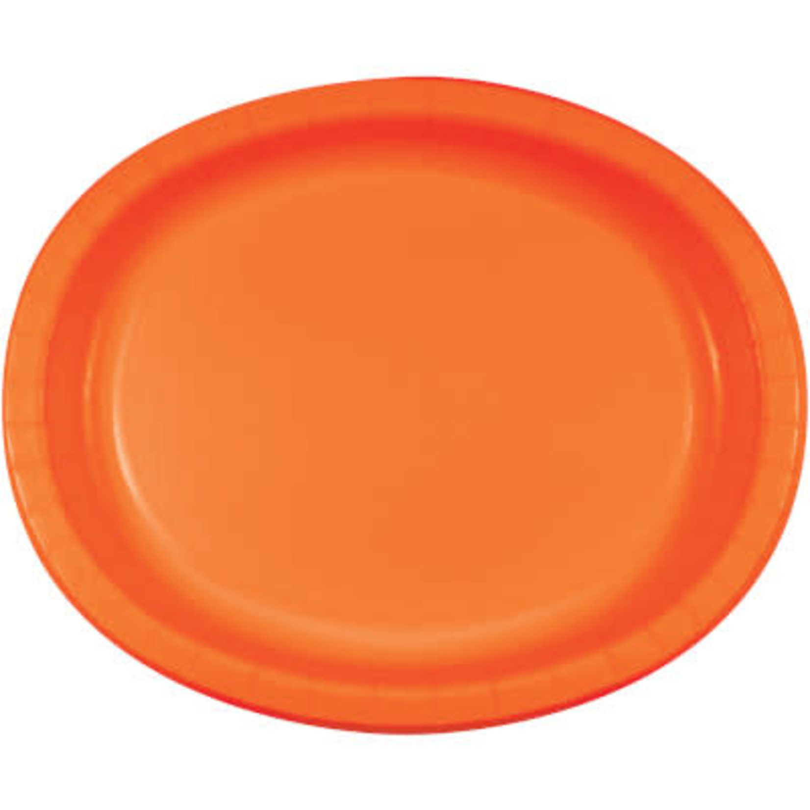 Touch of Color 10" x 12" Sunkissed Orange Oval Paper Plates - 8ct.