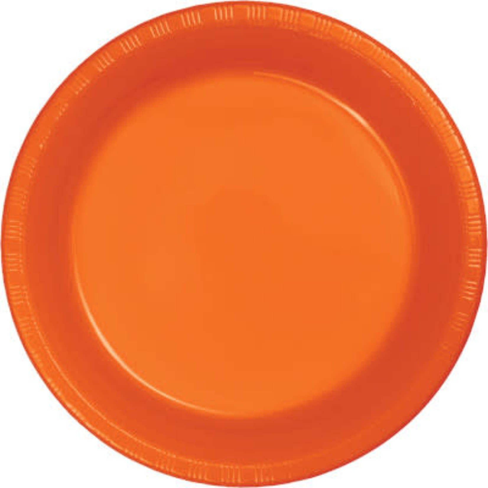 Touch of Color 10" Sunkissed Orange Plastic Banquet Plates - 20ct.