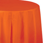 Touch of Color 82" Sunkissed Orange Round Plastic Tablecover - 1ct.