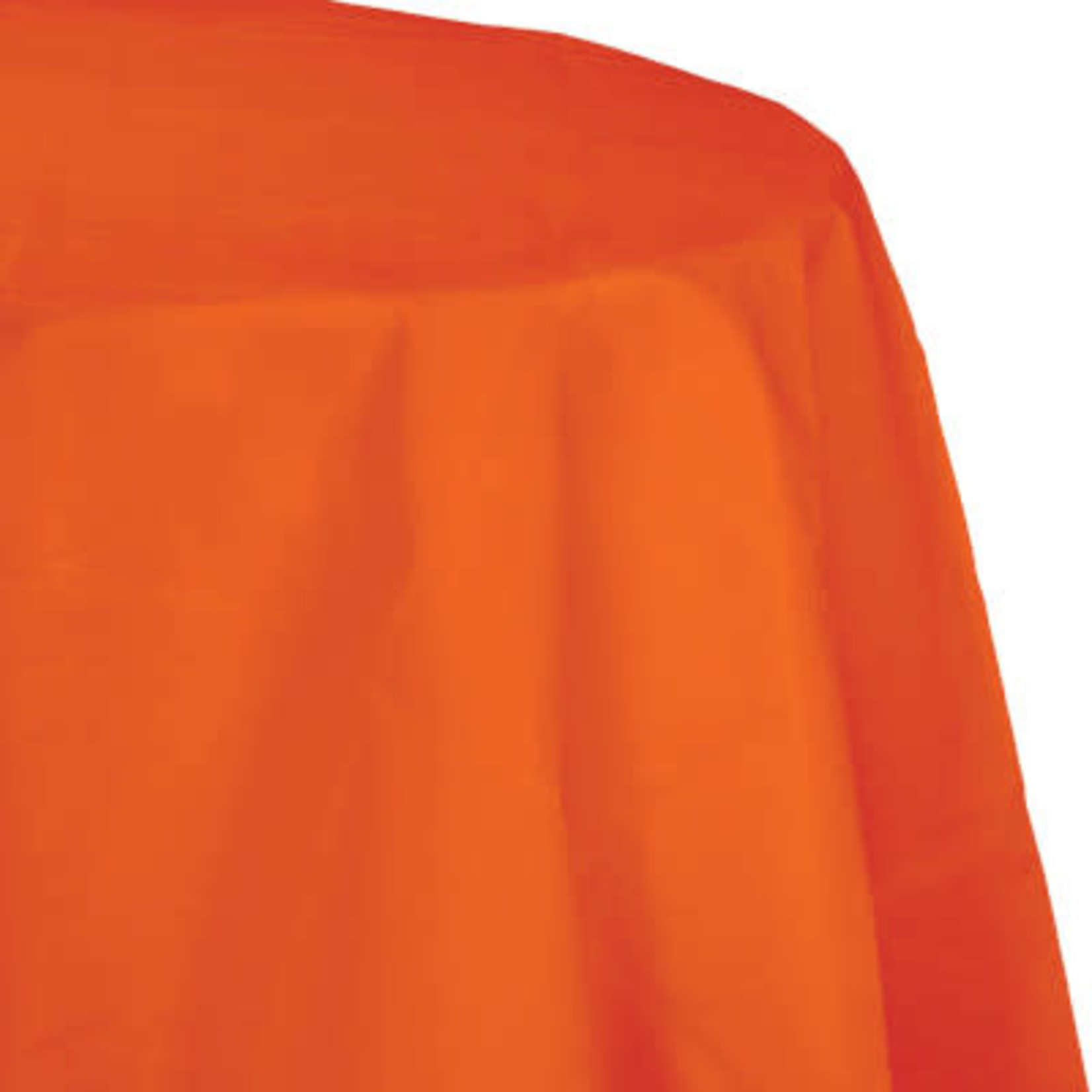 Touch of Color 82" Sunkissed Orange Plastic-Lined Round Tablecover - 1ct.