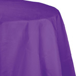 Touch of Color 82" Amethyst Purple Plastic-Lined Round Tablecover - 1ct.